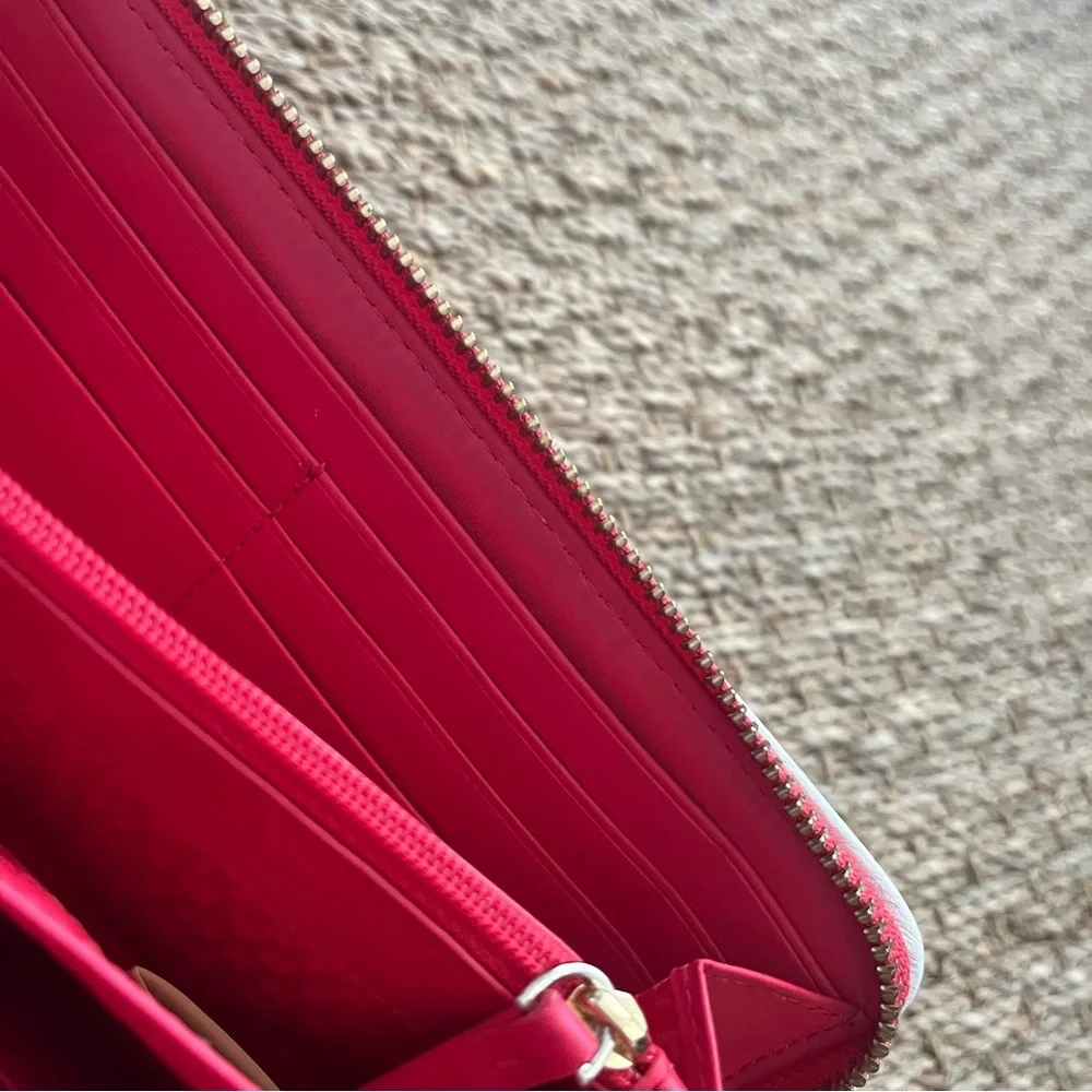 Kate Spade Poppy Pink and White Tasselled Leather Clutch - Picture 10 of 13